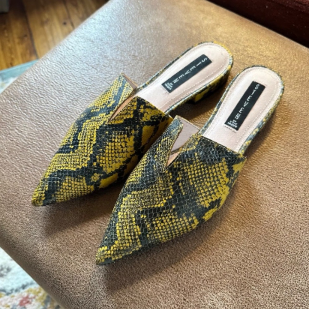 Anthropologie Steven by Steve Madden Yellow Croc Slide-on Shoes 9.5M